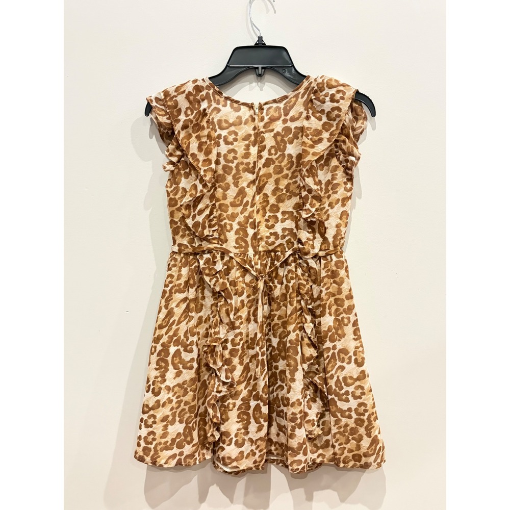Bonnie Jean Girls Leopard Print Ruffle Dress Brown Tan Size 12 B4-12740-DS - Picture 3 of 3